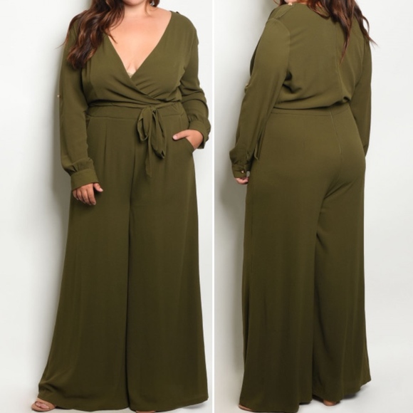 Trend Setter Diva Boutique Item Pants - LAST 1! PLUS SIZE OLIVE JUMPSUIT! SIZES 1X 2X & 3X